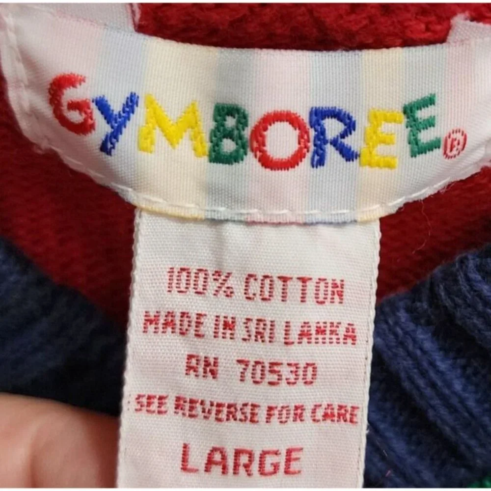 Vintage Gymboree Retro Long Sleeve Knit Pullover Sweater Rainbow Tag Red‎ Size L
